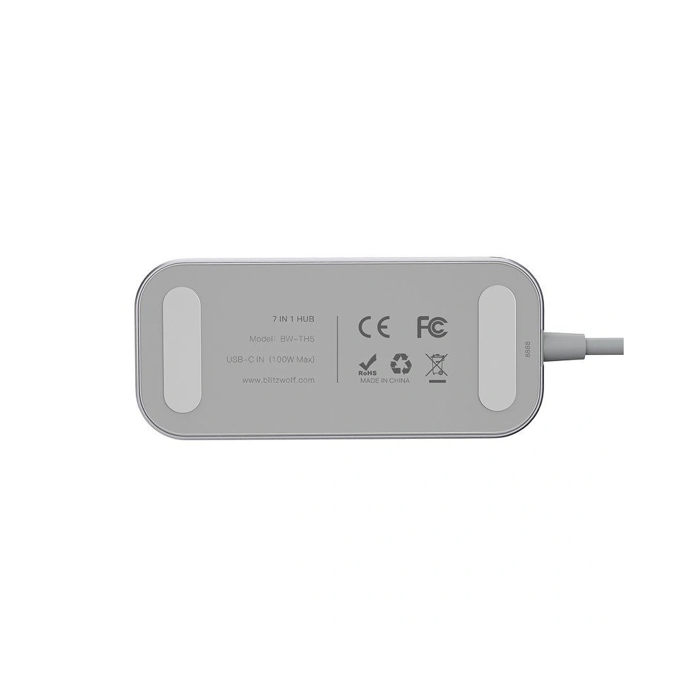 Hurtownia GSM - Adapter 7w1 Blitzwolf BW-TH5 Hub USB-C do 3xUSB 3.0, HDMI, USB-C PD, SD, microSD - BLZ155 - {ean13} - Hurt