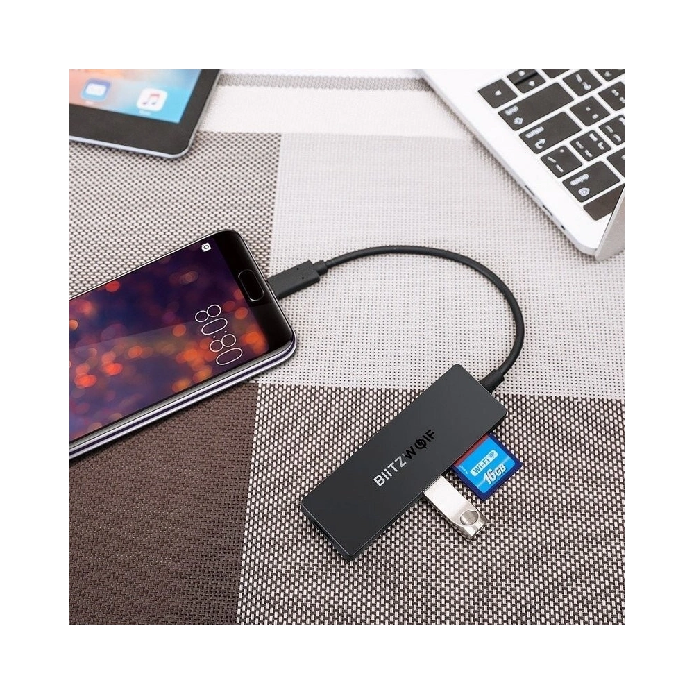 Wholesale Adapter 5in1 Blitzwolf BW-TH4 Hub USB-C to 3xUSB 3.0, SD, microSD - BLZ156 - {ean13} - Hurt