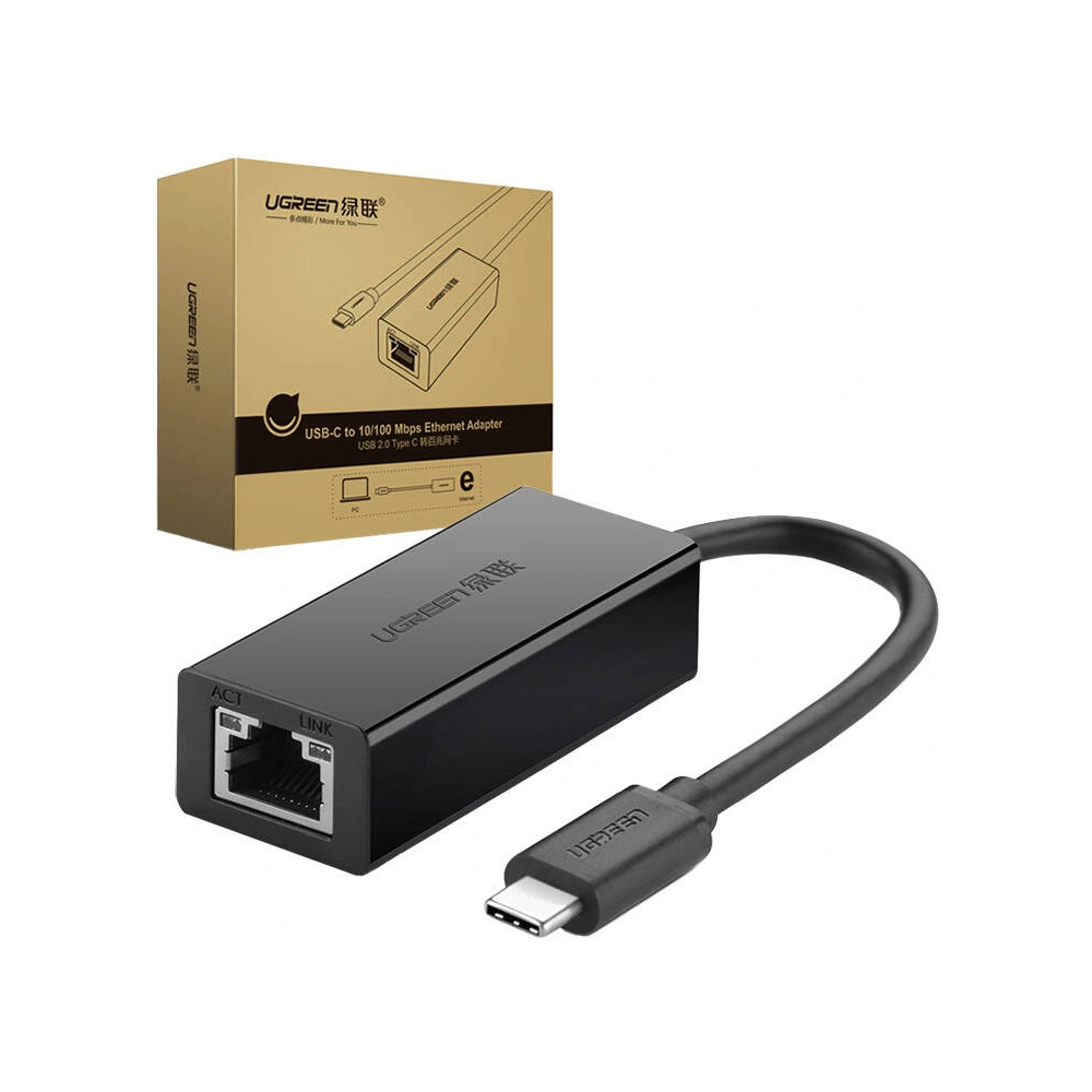 Hurtownia GSM - UGREEN 30287 externer Adapter USB-C / RJ45 Ethernet 10/100 Mbps schwarz - UGR1787 - {ean13} - Hurt