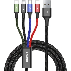 Hurtownia GSM - Kabel USB Baseus Fast 4w1 2xUSB-C / Lightning / Micro 3,5A 1,2m (czarny) - BSU621BLK - {ean13} - Hurt