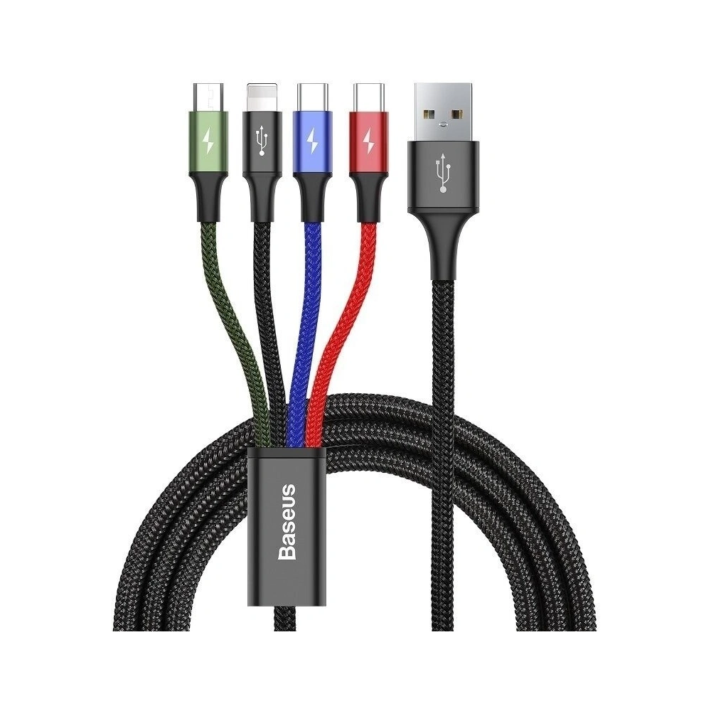 Hurtownia GSM - Kabel USB Baseus Fast 4w1 2xUSB-C / Lightning / Micro 3,5A 1,2m (czarny) - BSU621BLK - {ean13} - Hurt