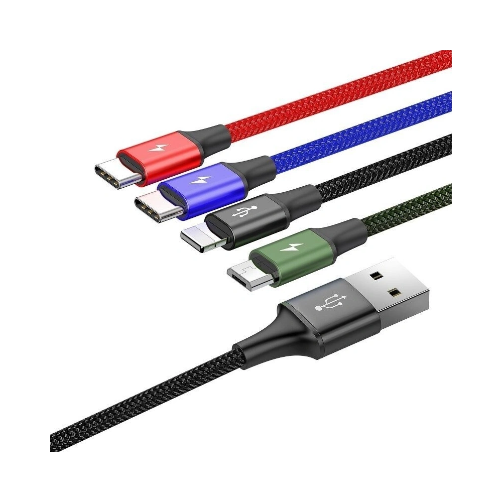 Hurtownia GSM - Kabel USB Baseus Fast 4w1 2xUSB-C / Lightning / Micro 3,5A 1,2m (czarny) - BSU621BLK - {ean13} - Hurt