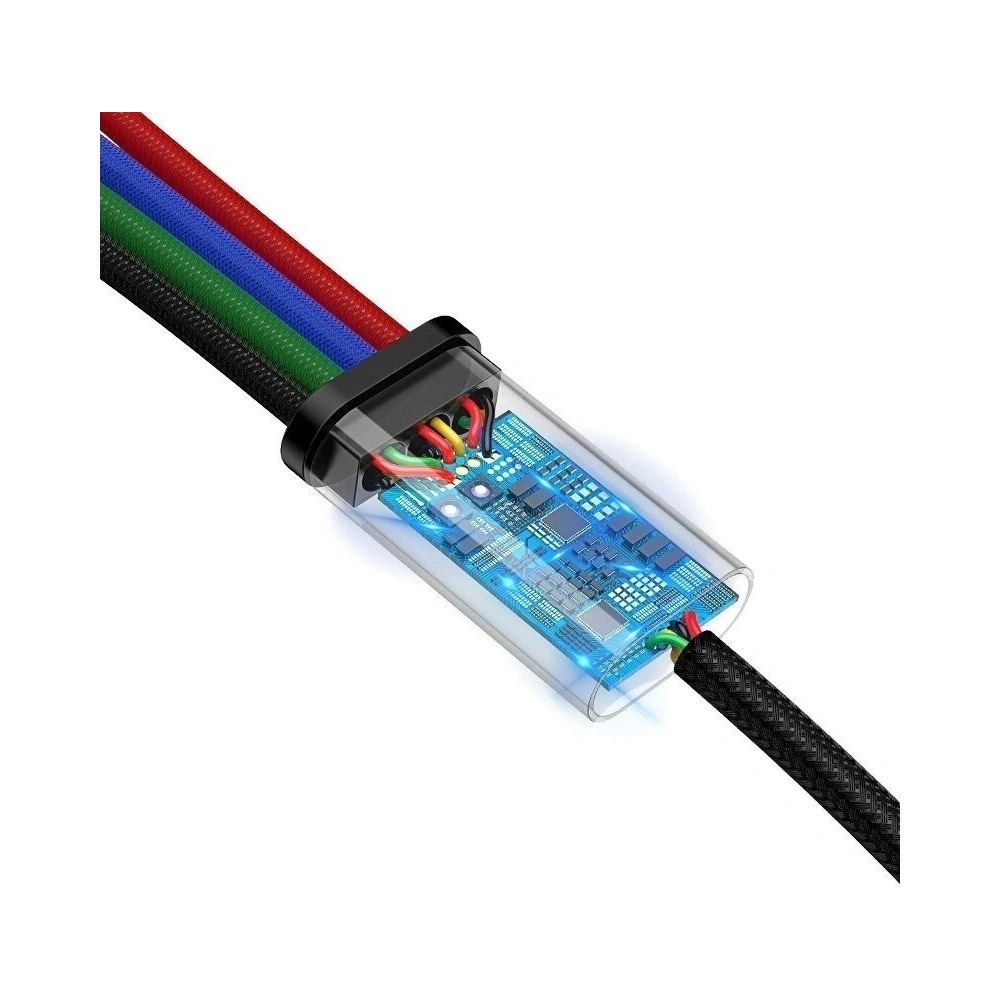 Hurtownia GSM - Kabel USB Baseus Fast 4w1 2xUSB-C / Lightning / Micro 3,5A 1,2m (czarny) - BSU621BLK - {ean13} - Hurt