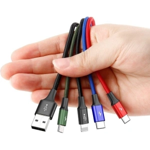 Hurtownia GSM - Kabel USB Baseus Fast 4w1 2xUSB-C / Lightning / Micro 3,5A 1,2m (czarny) - BSU621BLK - {ean13} - Hurt