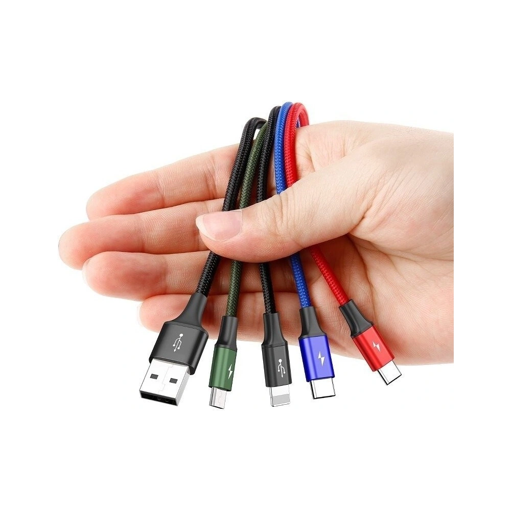 Hurtownia GSM - Kabel USB Baseus Fast 4w1 2xUSB-C / Lightning / Micro 3,5A 1,2m (czarny) - BSU621BLK - {ean13} - Hurt