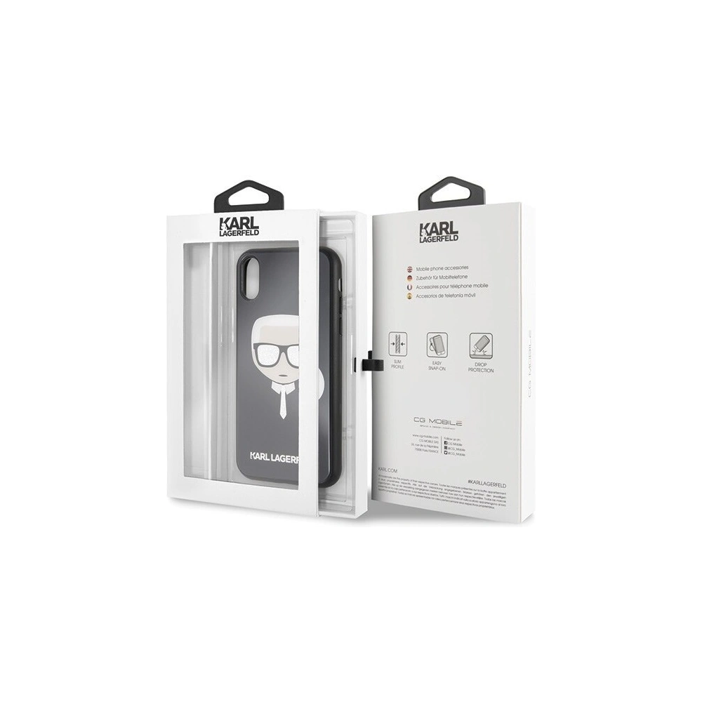 Karl Lagerfeld KLHCI61DLHBK iPhone Xr czarny/black Iconic Glitter Karl`s Head