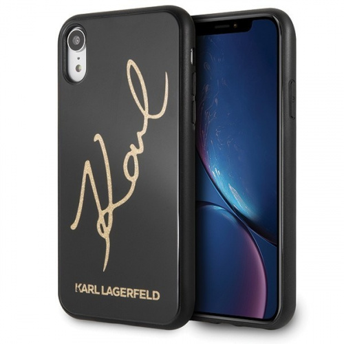 Karl Lagerfeld Distributor - 3700740445037 - KLD012BLK - Karl Lagerfeld KLHCI61DLKSBK iPhone Xr black hard case Signature Glitter - B2B homescreen