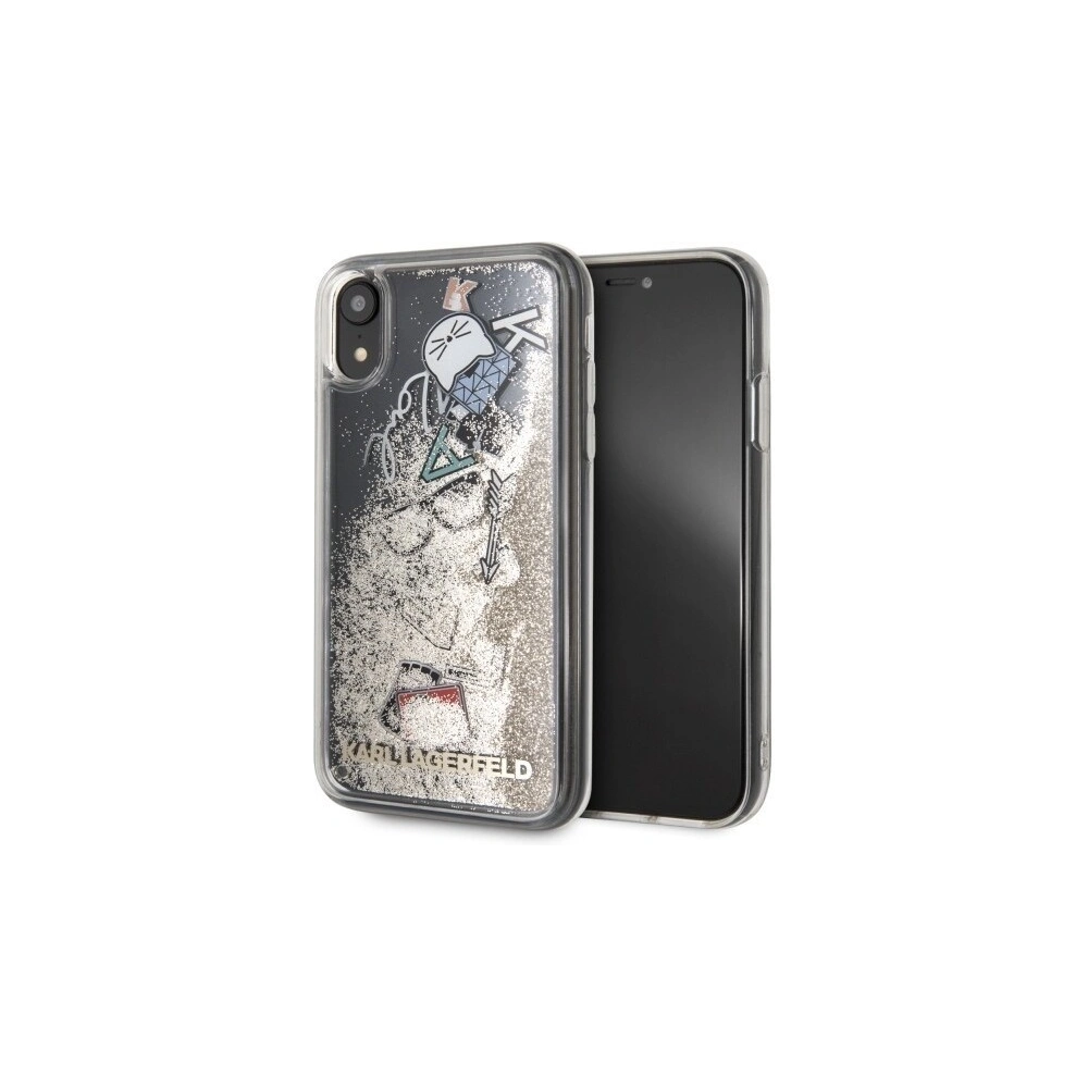 Karl Lagerfeld KLHCI61KSICGO iPhone Xr złoty/gold hard case Iconic Liquid Glitter