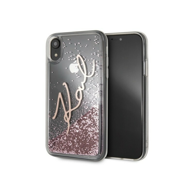 Karl Lagerfeld Distributor - 3700740435625 - KLD027RS - Karl Lagerfeld KLHCI61SGPI iPhone Xr pink gold hard case Signature Liquid Glitter - B2B homescreen