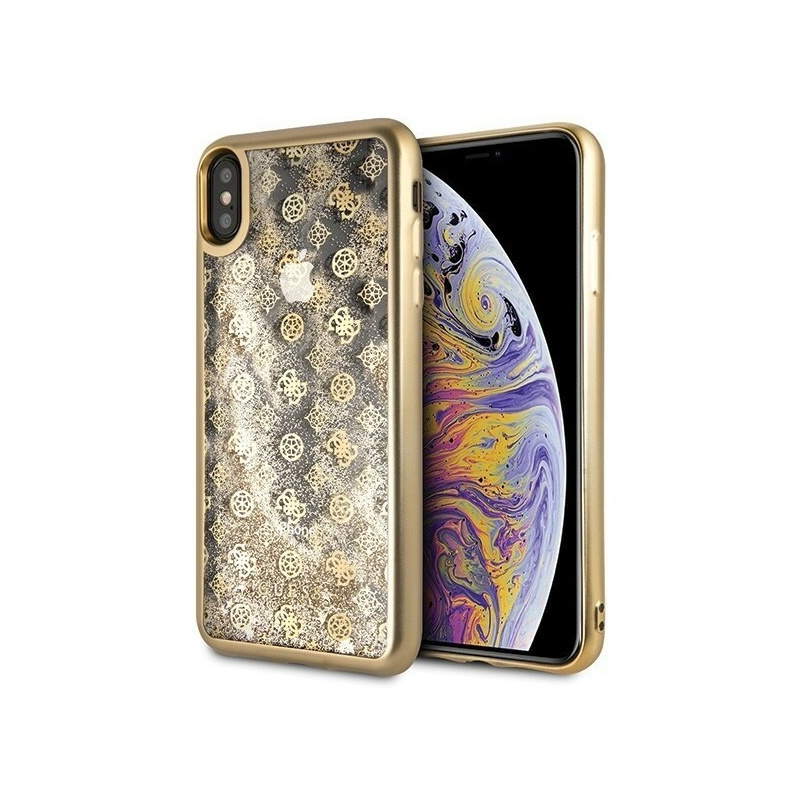 Guess Distributor - 3700740448557 - GUE098GLD - Guess GUHCI65PEOLGGO iPhone Xs Max gold hard case 4G Peony Liquid Glitter - B2B homescreen