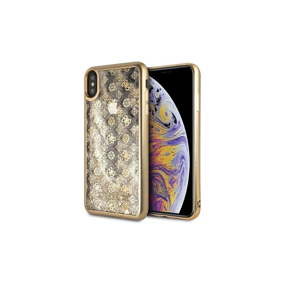 Hurtownia GSM - Guess Apple Case GUHCI65PEOLGGO iPhone XS Max gold/gold hartes Case 4G Peony Liquid Glitter - GUE098GLD - {ean13} - Hurt