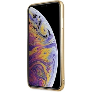 Hurtownia GSM - Guess Apple Case GUHCI65PEOLGGO iPhone XS Max gold/gold hartes Case 4G Peony Liquid Glitter - GUE098GLD - {ean13} - Hurt