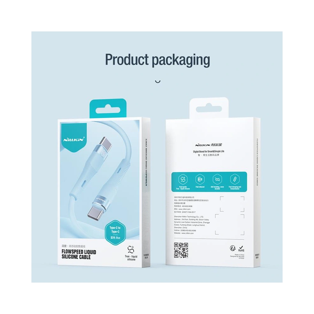 Hurtownia GSM - Kabel Nillkin Data Cable Flowspeed Silicon USB-C / USB-C PD 60W fialový - NLK1399 - {ean13} - Hurt