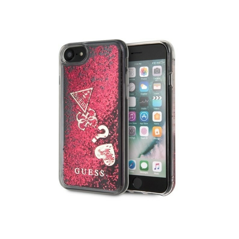Etui Guess GUHCI8GLHFLRA Apple iPhone SE 2022/SE 2020/8/7 raspberry hard case Glitter Hearts