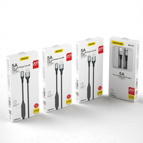 Kabel z timerem Dudao L7xsM USB-A / microUSB 5A 1m czarny