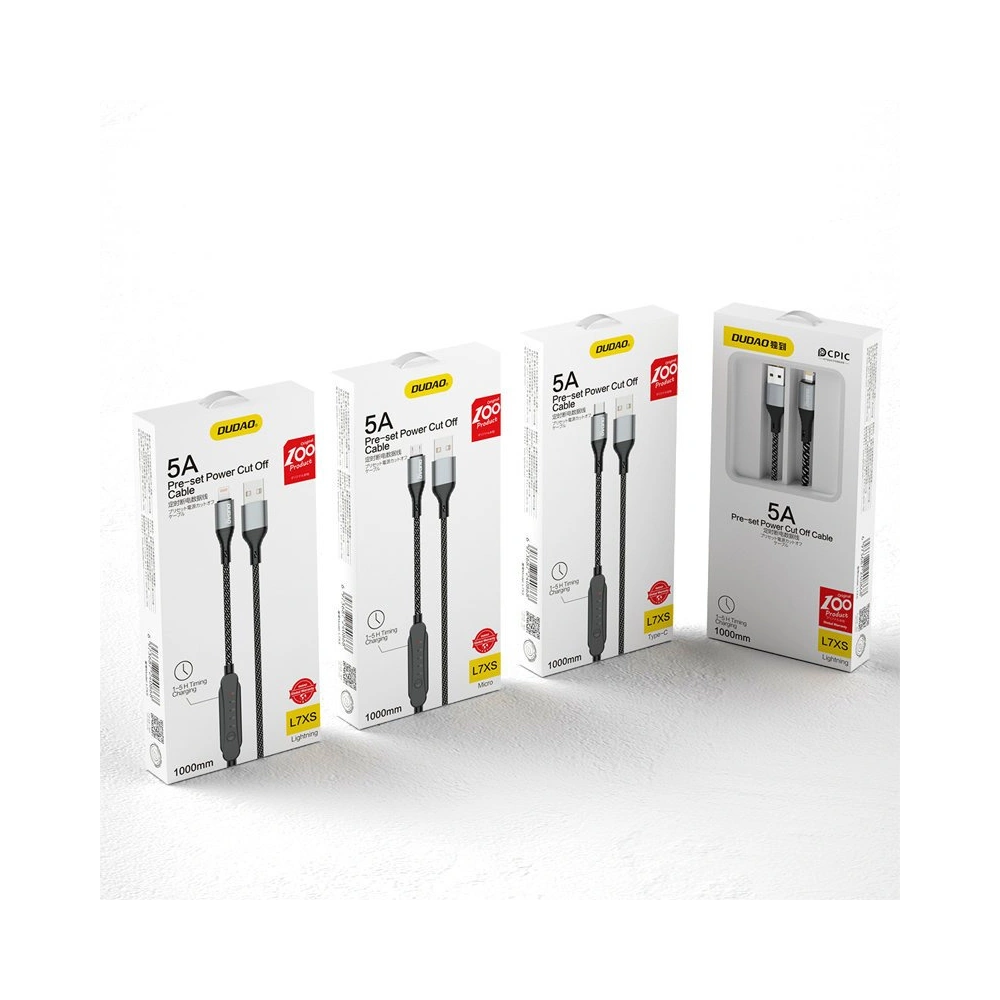 Hurtownia GSM - Kabel s časovačem Dudao L7xsM USB-A / microUSB 5A 1m černý - DDA303 - {ean13} - Hurt