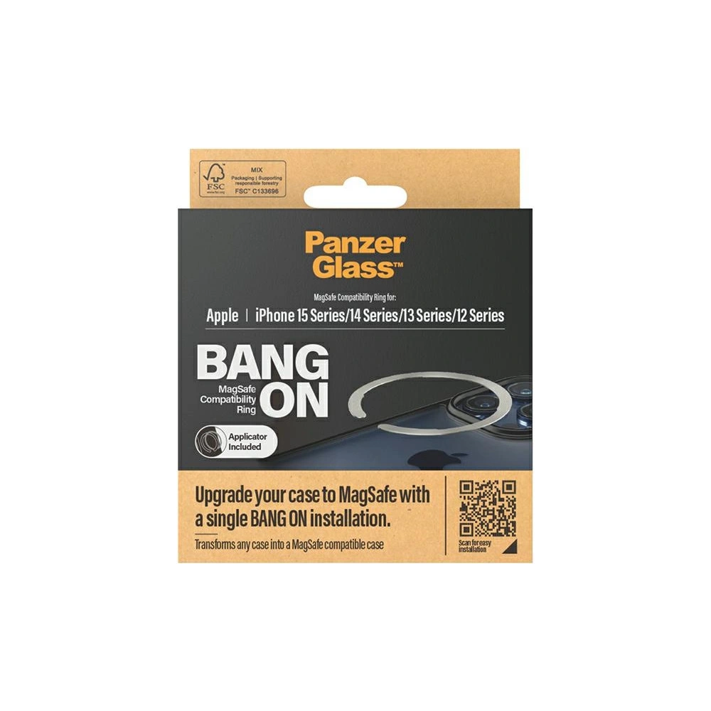 Hurtownia GSM - Prsten PanzerGlass Bang ON MagSafe Kompatibilní prsten Apple iPhone 12/13/14/15 - PZG558 - {ean13} - Hurt