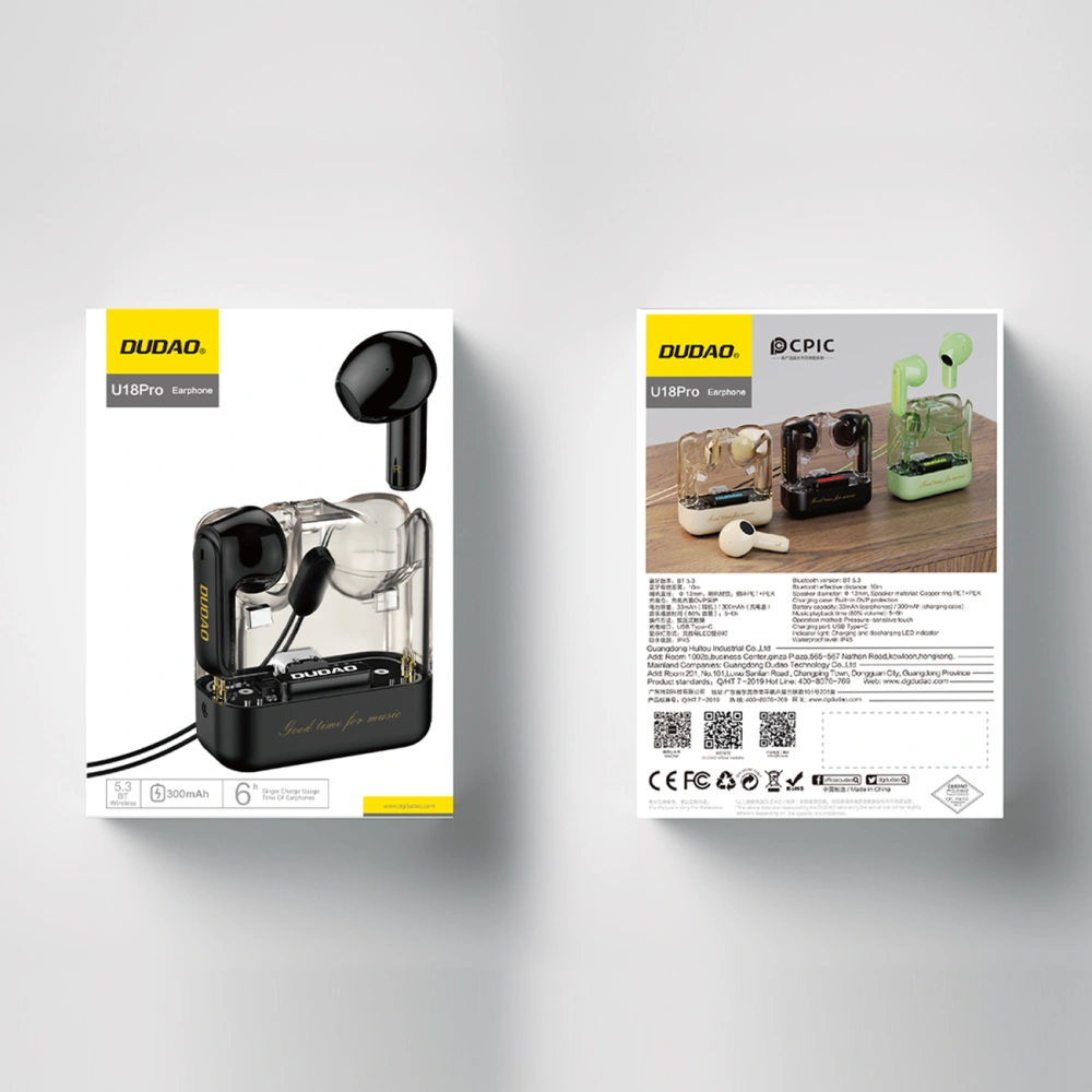 Căști wireless in-ear Dudao U18Pro TWS Bluetooth 5.3 negre