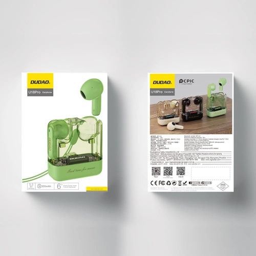 Bezprzewodowe słuchawki douszne Dudao U18Pro TWS Bluetooth 5.3 zielone