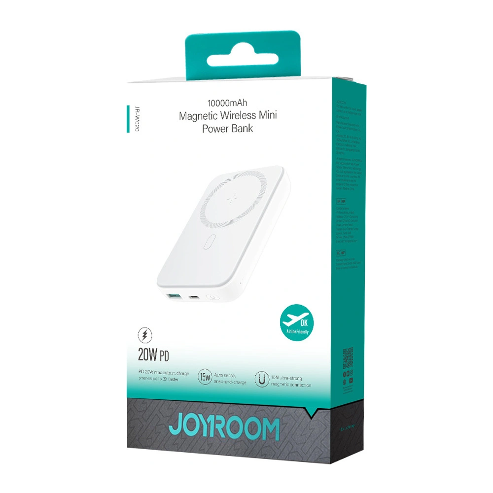 Hurtownia GSM - Bezdrátový powerbank Joyroom JR-W020 20W Mini 10000mAh Bílý + kabel USB-A / USB-C 0.25m Černý - JYR963 - {ean13} - Hurt