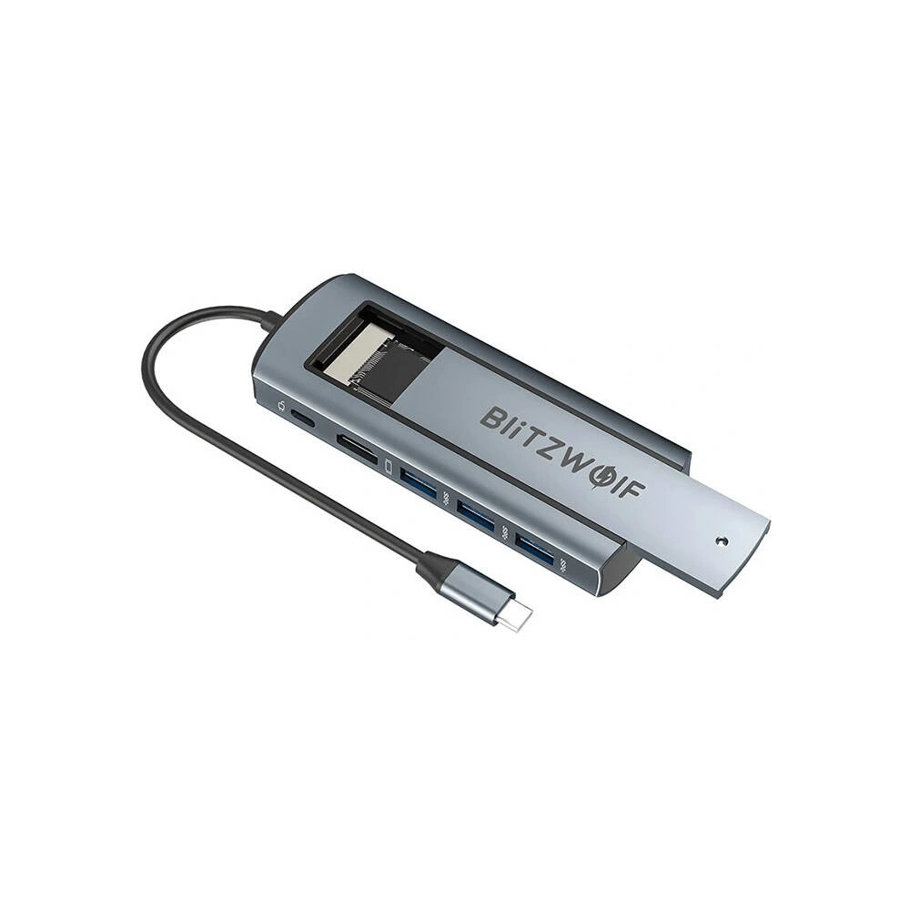 Hurtownia GSM - Adapter 6w1 Blitzwolf BW-Neo TH13 hub USB-C / 3xUSB-A 3.0, 1xUSB-C PD, 1xHD DisplayPort, 1xM.2 SATA M kulcs - BLZ585 - {ean13} - Hurt