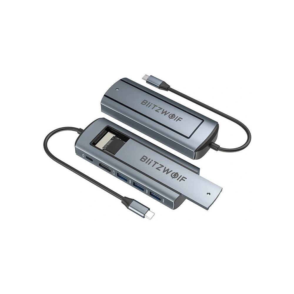Hurtownia GSM - Adapter 6w1 Blitzwolf BW-Neo TH13 hub USB-C / 3xUSB-A 3.0, 1xUSB-C PD, 1xHD DisplayPort, 1xM.2 SATA M kulcs - BLZ585 - {ean13} - Hurt
