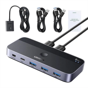 Hurtownia GSM - Přepínač switch UGREEN CM662 2xUSB-A / 3xUSB-A, 1xUSB-C, 1xMini USB černý - UGR1797 - {ean13} - Hurt