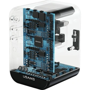 Hurtownia GSM - Adaptor de călătorie USAMS T62 Încărcător universal US/AU/EU/UK 1xUSB, 2xUSB-C 65W negru/black - USA1021 - {ean13} - Hurt