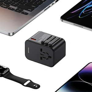 Hurtownia GSM - Adaptor de călătorie USAMS T62 Încărcător universal US/AU/EU/UK 1xUSB, 2xUSB-C 65W negru/black - USA1021 - {ean13} - Hurt