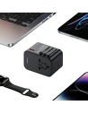 Hurtownia GSM - Cestovní adaptér USAMS T62 Univerzální nabíječka US/AU/EU/UK 1xUSB, 2xUSB-C 65W černý/black - USA1021 - {ean13} - Hurt