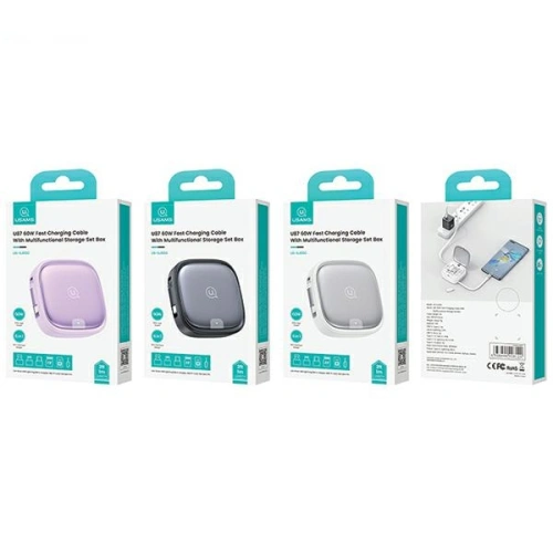 Kabel 3w1 USAMS US-SJ650 MicroUSB / USB-C / Lightning 60W srebrny/silver