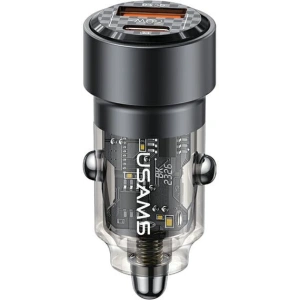Hurtownia GSM - Ładowarka samochodowa USAMS C39 USB-A, USB-C 60W czarny/black - USA1025 - {ean13} - Hurt