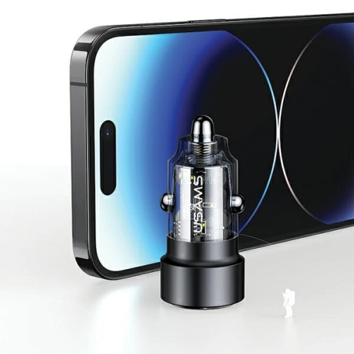 Ładowarka samochodowa USAMS C39 USB-A, USB-C 60W czarny/black