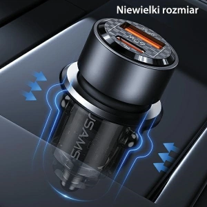 Hurtownia GSM - USAMS C39 autós töltő USB-A, USB-C 60W fekete - USA1025 - {ean13} - Hurt