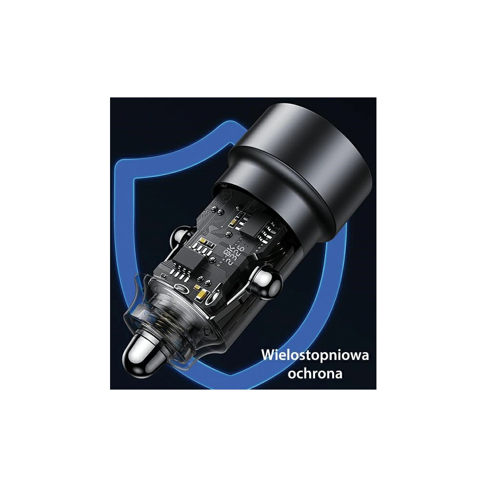 Hurtownia GSM - Încărcător auto USAMS C39 USB-A, USB-C 60W negru/black - USA1025 - {ean13} - Hurt