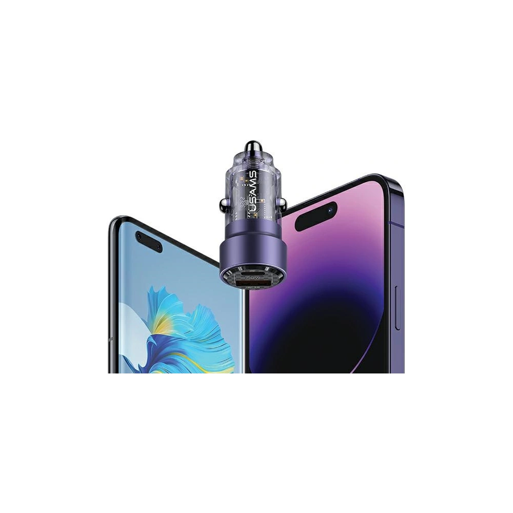 Hurtownia GSM - Încărcător auto USAMS C39 USB-A, USB-C 60W violet/purple - USA1026 - {ean13} - Hurt