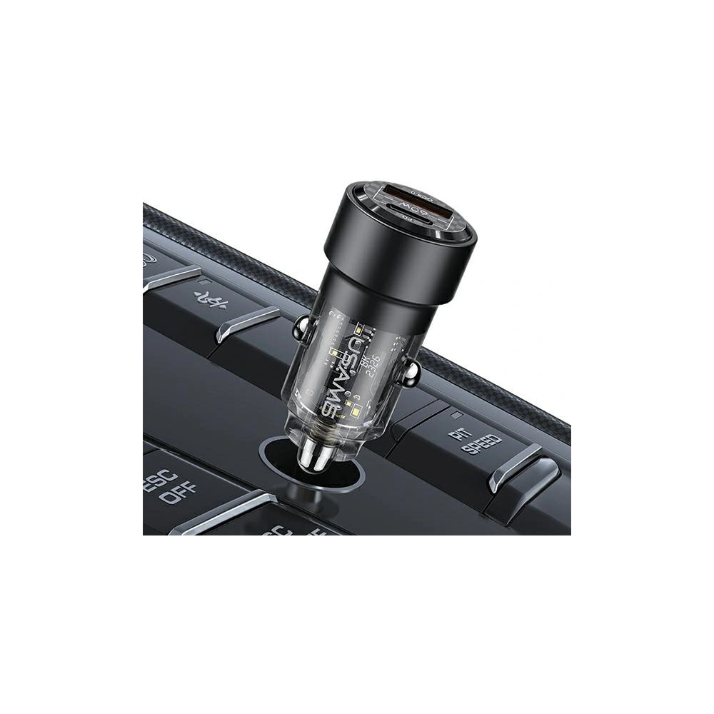 Hurtownia GSM - Auto nabíječka USAMS C39 USB-A, USB-C 60W fialová/purple - USA1026 - {ean13} - Hurt