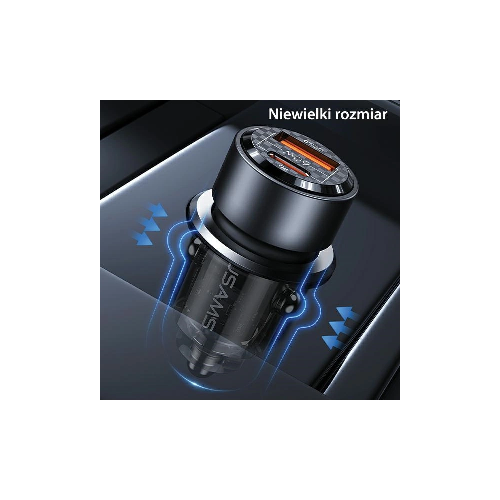 Hurtownia GSM - Auto nabíječka USAMS C39 USB-A, USB-C 60W fialová/purple - USA1026 - {ean13} - Hurt
