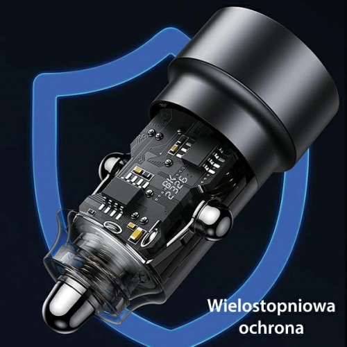 Ładowarka samochodowa USAMS C39 USB-A, USB-C 60W fioletowy/purple