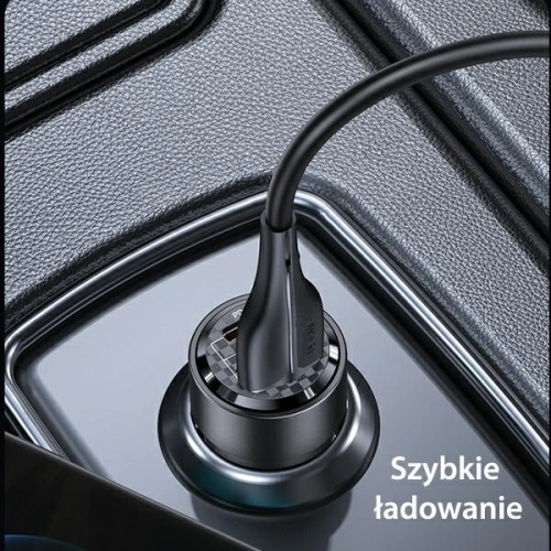 Ładowarka samochodowa USAMS C39 USB-A, USB-C 60W fioletowy/purple