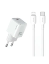 Încărcător de rețea USAMS US-CC183 USB-C 20W PD3.0 + cablu US-SJ610 USB-C / Lightning alb/white