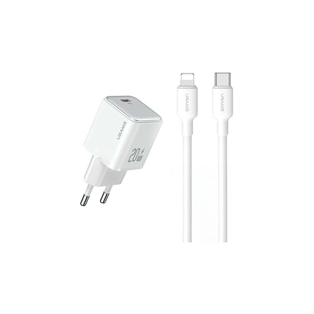 Hurtownia GSM - USAMS US-CC183 Netzladegerät USB-C 20W PD3.0 + Kabel US-SJ610 USB-C / Lightning weiß - USA1027 - {ean13} - Hurt
