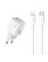 Nabíječka USAMS US-CC186 USB-C 30W PD3.0 + kabel US-SJ610 USB-C / Lightning bílý/bílá