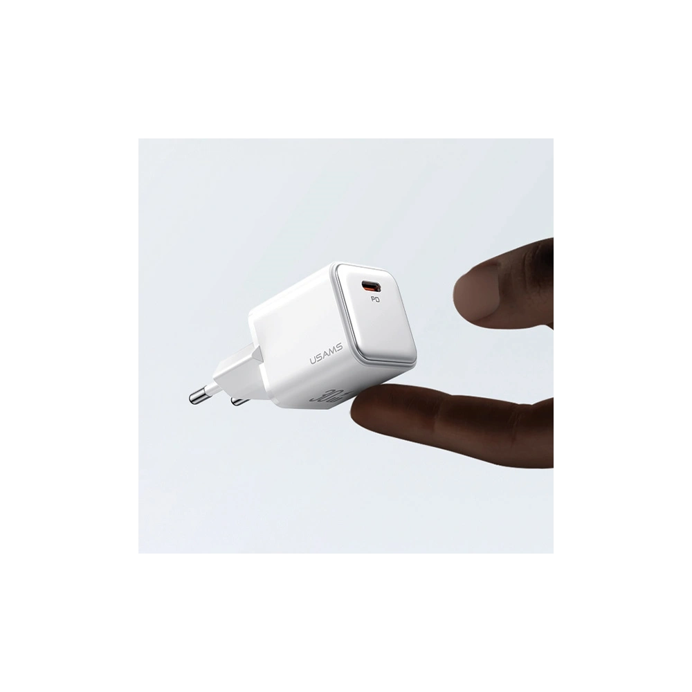 Hurtownia GSM - Încărcător rețea USAMS US-CC186 USB-C 30W PD3.0 + cablu US-SJ610 USB-C / Lightning alb/white - USA1028 - {ean13} - Hurt