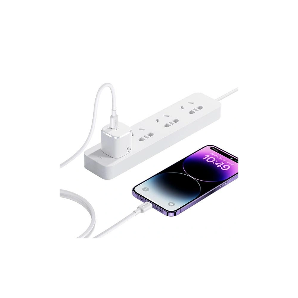 Hurtownia GSM - Încărcător rețea USAMS US-CC186 USB-C 30W PD3.0 + cablu US-SJ610 USB-C / Lightning alb/white - USA1028 - {ean13} - Hurt