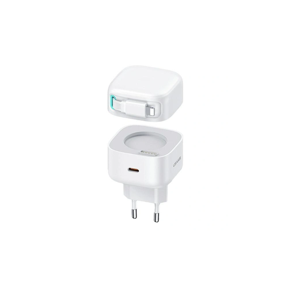 Hurtownia GSM - Încărcător de rețea USAMS US-CC202 USB-C + cablu Lightning PD QC 35W alb/white - USA1029 - {ean13} - Hurt