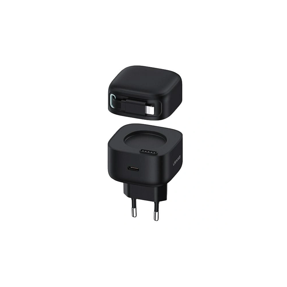 Hurtownia GSM - Încărcător de rețea USAMS US-CC202 USB-C + cablu Lightning PD QC 35W negru - USA1030 - {ean13} - Hurt