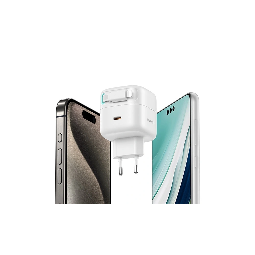 Hurtownia GSM - Încărcător de rețea USAMS US-CC202 USB-C + cablu Lightning PD QC 35W negru - USA1030 - {ean13} - Hurt