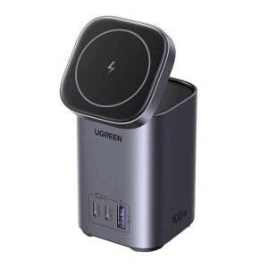 Hurtownia GSM - GaN töltő / töltőállomás 2w1 UGREEN CD342 1xUSB-A, 2xUSB-C, Qi, 100W szürke - UGR1808 - {ean13} - Hurt