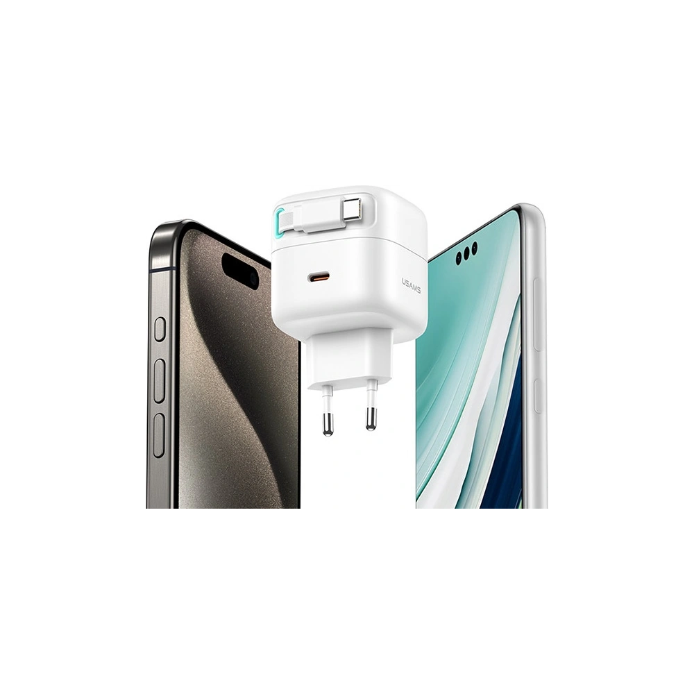 Hurtownia GSM - Încărcător de rețea USAMS US-CC202 USB-C + cablu USB-C PD QC 35W alb/white - USA1031 - {ean13} - Hurt